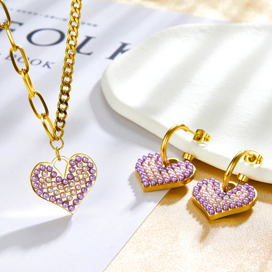 Heart 18k gold plated jewelry set