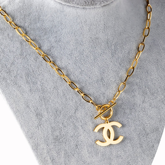 Cc 18k gold plated necklace