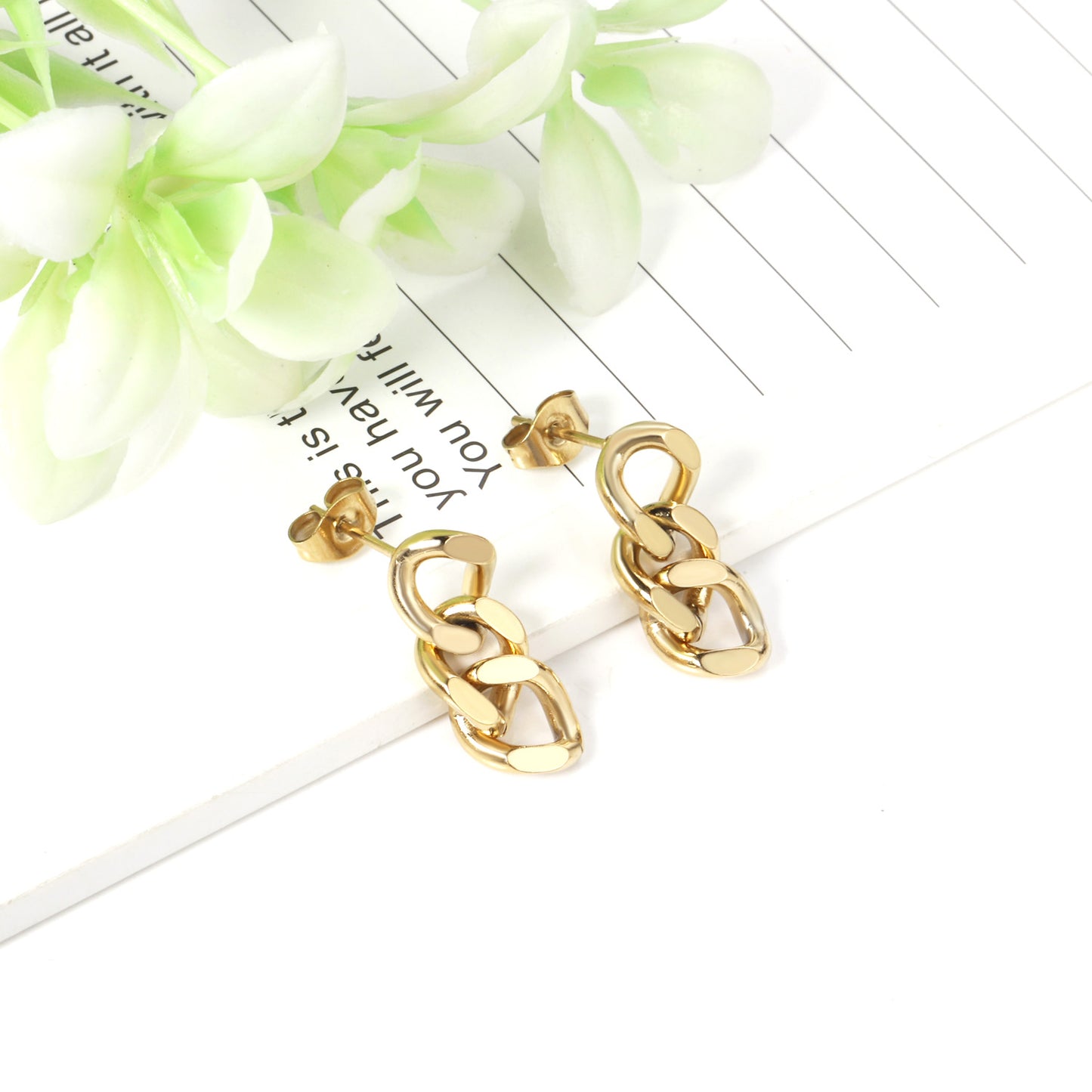 Chain 18k gold plated earring