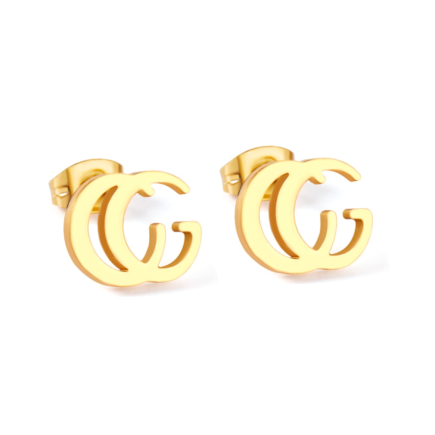 Gg 18k gold plated stud earring